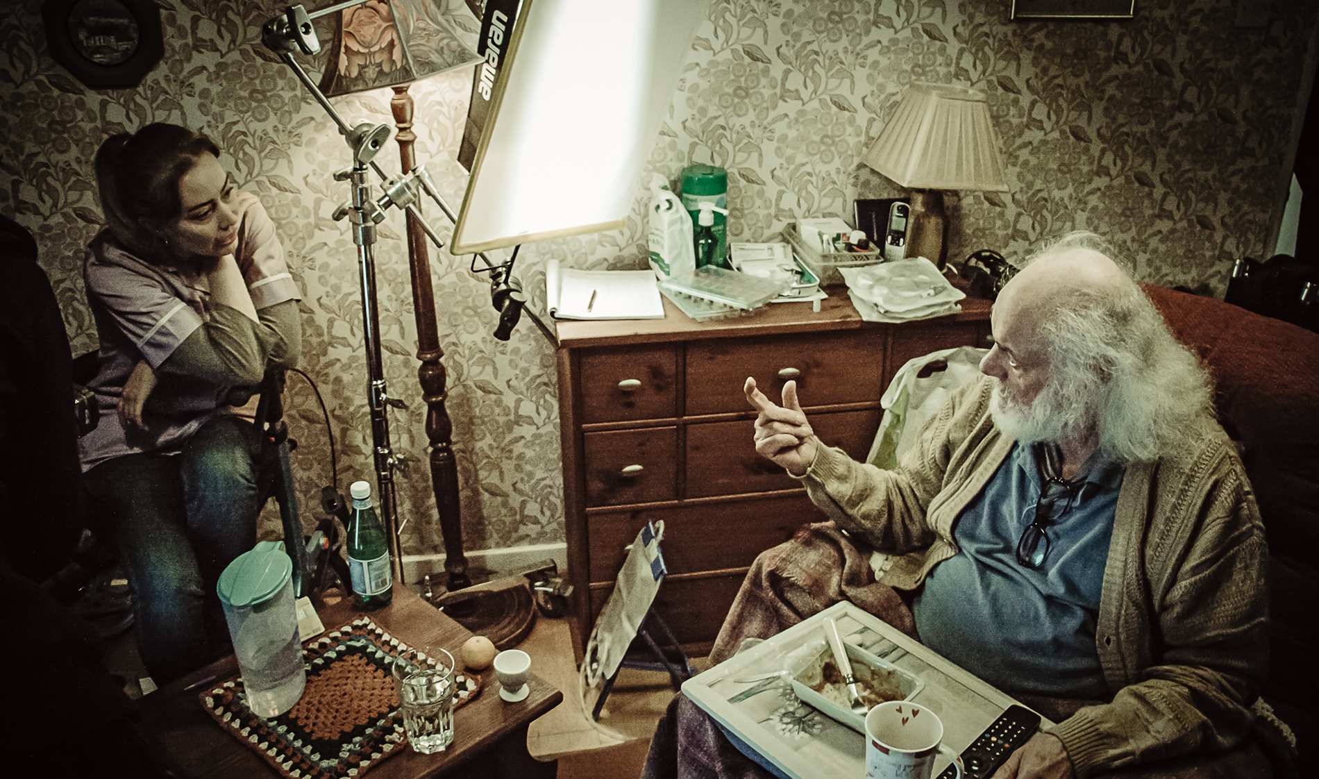 Man and woman on set